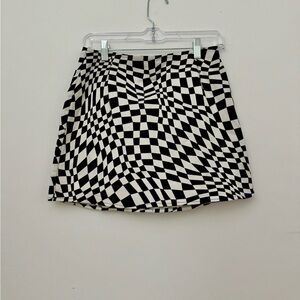 Motel Rocks black and white checkered mini skirt